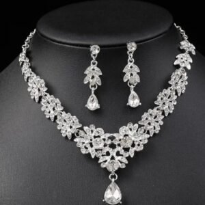 Luxury Floral American Diamond Necklace Set