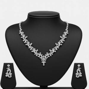 Classic Crescent American Diamond Necklace Set