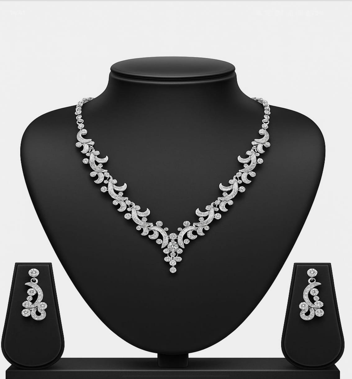 Classic Crescent American Diamond Necklace Set