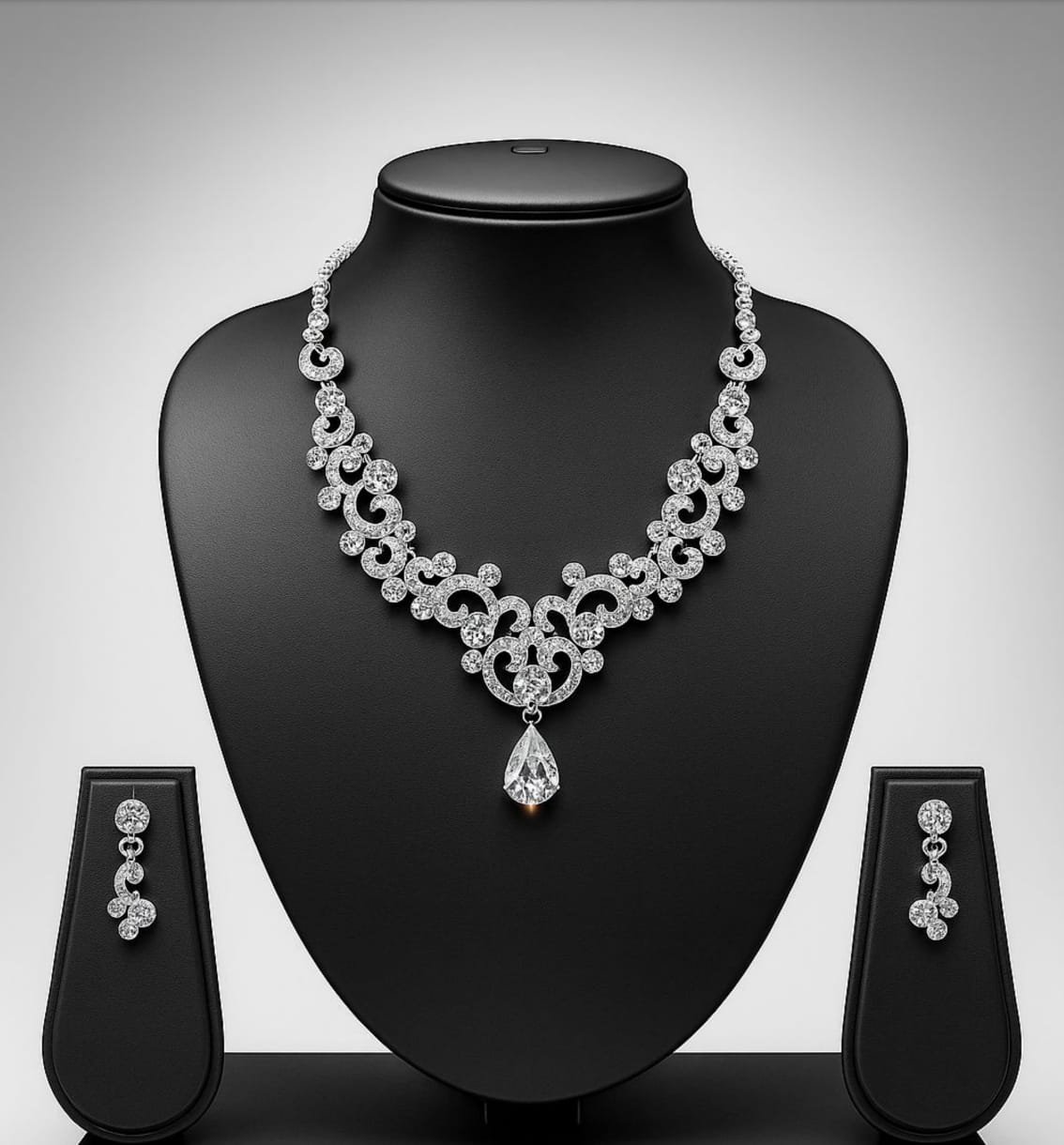 Royal Swirl American Diamond Necklace Set