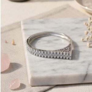 Minimal Diamond-Style Silver Bracelet