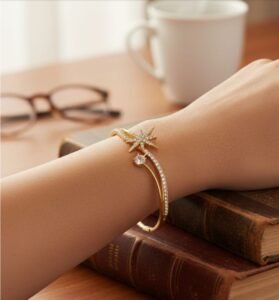 Golden Star Charm Cuff Bracelet