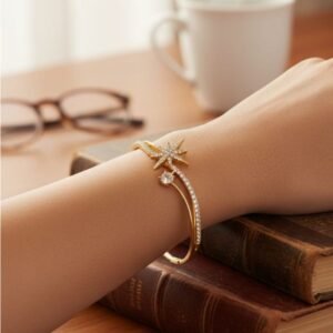 Golden Star Charm Cuff Bracelet