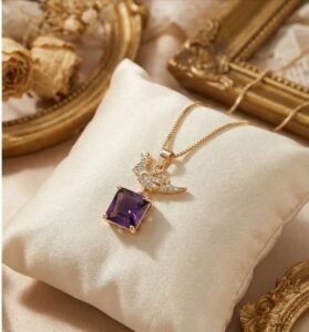 Royal Amethyst Charm Pendant Necklace