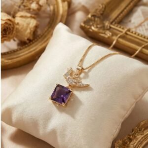 Royal Amethyst Charm Pendant Necklace