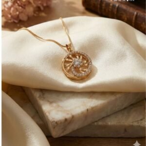 Classic Gold Halo Pendant Necklace