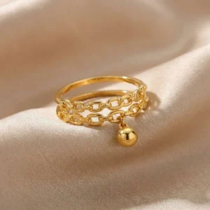 Gold Alloy Casual Ring For Women