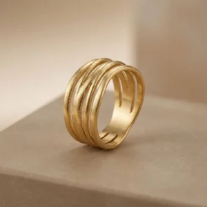 Gold Toned Metal Ring For Women