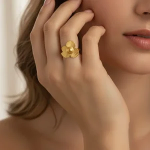 Gold Metal Alloy Ring For Women